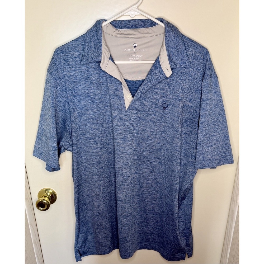 Southern Shirt men's size Large Cotton Logo Blue Short Sleeve Polo